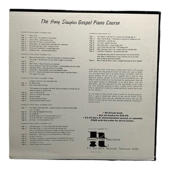 LP Henry Slaughter - The Henry Slaughter Gospel Piano Course Vinyl Record - Picture 2 of 2